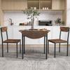Bellemave Modern 3-Piece Round Dining Table Set with Drop Leaf and 2 Chairs,Kitchen Table Set for Small Space/Apartment(Black +Brown) view 2