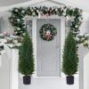 3.5ft Artificial Cedar Topiary Tree Potted Plants with UV Resistant Leaves for Home and Office Decoration-2 Piece Set view 4