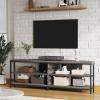 MUTUN Corner TV Stand with Power Outlet, Corner TV Stand for 32 43 50 55 60 Inch TV, Corner Entertainment Center, Industrial TV Console Table for Living Room Bedroom, 55 Inch, Grey Oak view 4