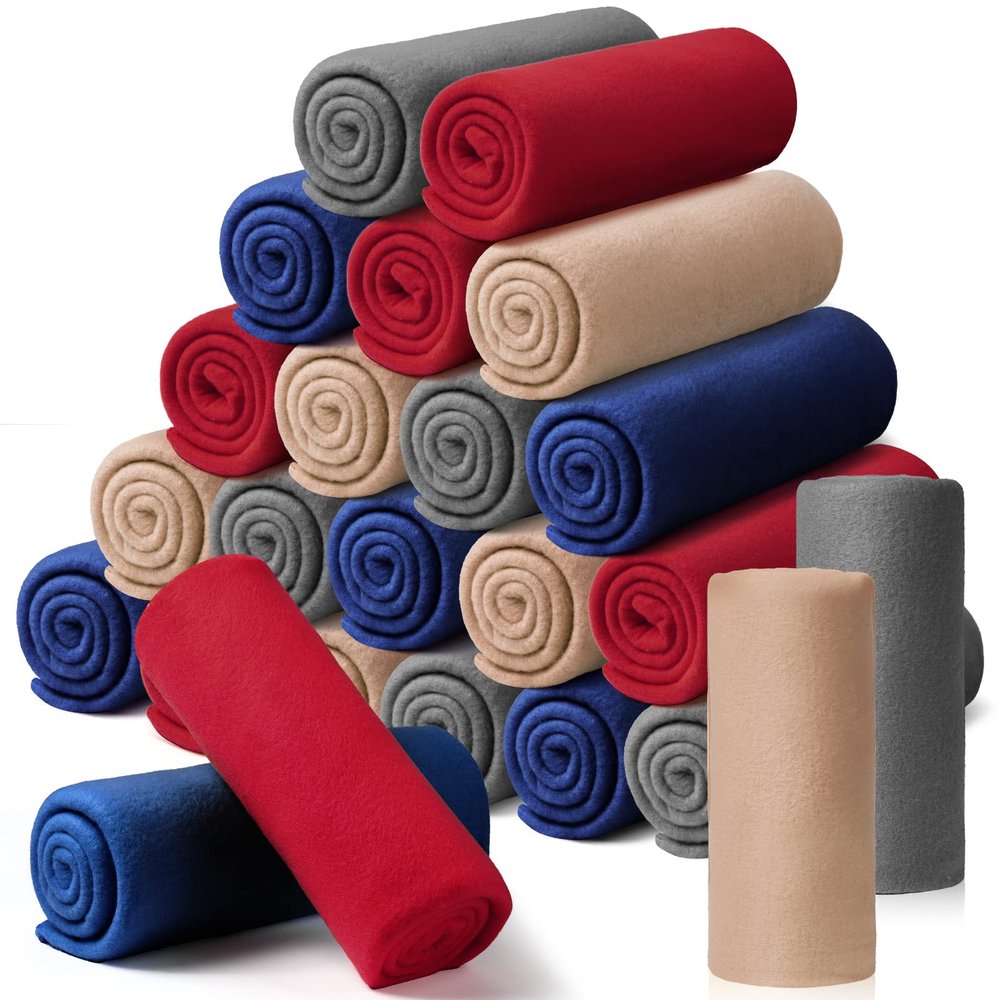 24 Packs Fleece Throw Blanket Soft Warm Lightweight Fleece Blanket Cozy Throw Bulk for Bed Couch Sofa Home Office Wedding Gifts Suitable for Seasons, 50 x 60 Inches(Morden Color)