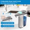 PZOTRUF Automatic Soap Dispenser, Touchless Dish Soap Dispenser 17oz/500ml with Upgraded Infrared Sensor, 5 Adjustable Soap Dispensing Levels, Liquid Hand Dispenser for Bathroom (Silver Set) view 4