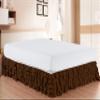 Bed Skirt - 100% Pure Cotton 800 Thread Count Multi-Ruffle Bed Skirt - Luxury Multi Ruffle Bed Skirt Elastic Dust Ruffles with Wrap Around, Easy Fit with 21" Drop, Twin, Brown view 1