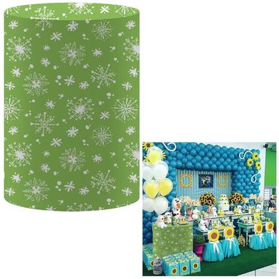 Winter Party Plinth Cylinder Cover Princess Birthday Arrangement Elastic Stretch Spandex Pedestal Cover Sunflower Freeze Decoration NO-1432-D33H60