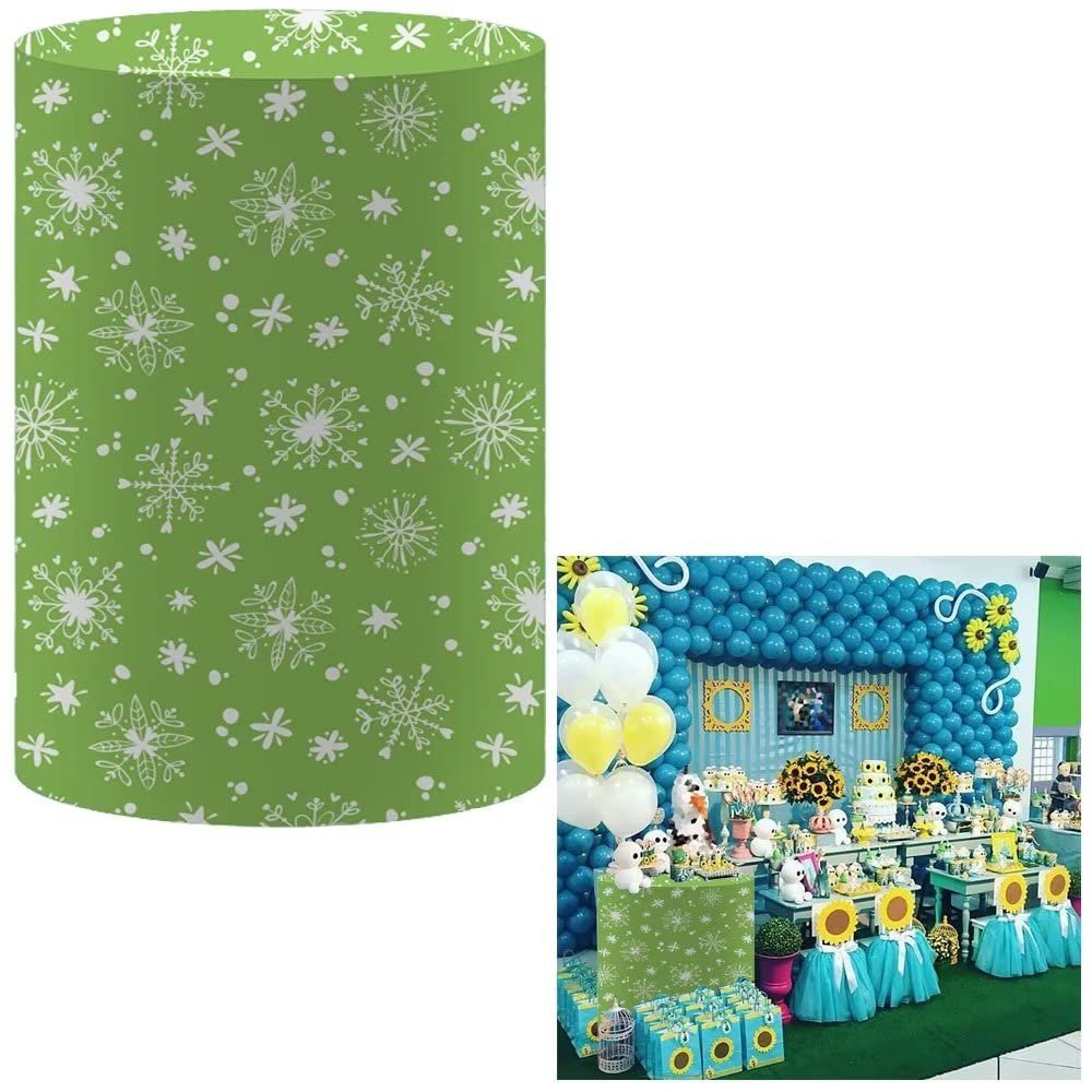 Winter Party Plinth Cylinder Cover Princess Birthday Arrangement Elastic Stretch Spandex Pedestal Cover Sunflower Freeze Decoration NO-1432-D33H60