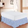 Bed Skirt - Pure Natural Cotton 800 Thread Count Multi-Ruffle Bed Skirt - Luxury Multi Ruffle Bed Skirt Elastic Dust Ruffles with Wrap Around, Easy Fit with 15" Drop, King XL, Light Blue view 1