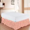 Bed Skirt - Pure Natural Cotton 800 Thread Count Multi-Ruffle Bed Skirt - Luxury Multi Ruffle Bed Skirt Elastic Dust Ruffles with Wrap Around, Easy Fit with 15" Drop, King XL, Peach view 1