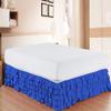 Bed Skirt - Pure Natural Cotton 800 Thread Count Multi-Ruffle Bed Skirt - Luxury Multi Ruffle Bed Skirt Elastic Dust Ruffles with Wrap Around, Easy Fit with 15" Drop, Full, Royal Blue view 1