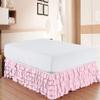 Bed Skirt - Pure Natural Cotton 800 Thread Count Multi-Ruffle Bed Skirt - Luxury Multi Ruffle Bed Skirt Elastic Dust Ruffles with Wrap Around, Easy Fit with 15" Drop, RV Bunk 42X80, Pink view 1