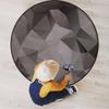 Abstract Fractal Chair Mat Hard Floor Protecting and Noise Cancelling with Anti Slip Rubber Multi-Purpose Floor Mat for Bedroom Stripe of Triangles Geometry,Black Grey Diameter 60 in view 3