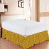 Bed Skirt - 100% Pure Cotton 800 Thread Count Multi-Ruffle Bed Skirt - Luxury Multi Ruffle Bed Skirt Elastic Dust Ruffles with Wrap Around, Easy Fit with 21" Drop, Short Queen, Gold view 1