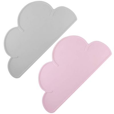 SHERCHPRY 2pcs Cartoon Cloud Silicone Placemat for Boys and Girls and Table Mat Easy to Clean - Dining Pad Random Color