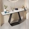 KWOKING Rectangle Glam Console Accent Table Antique Finish Console Sofa Table Slate Porch Table Against The Wall Entry Porch Cabinet Hotel Table Case Black Base White Top 55" L x 12" W x 31" H view 1