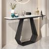 KWOKING Rectangle Glam Console Accent Table Antique Finish Console Sofa Table Slate Porch Table Against The Wall Entry Porch Cabinet Hotel Table Case Black Base White Top 55" L x 12" W x 31" H view 3