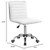 BIMPER Office Desk Chair White Wheels Chairs Small Vanity Chair Low Back Faux Leather Ribbed Swivel Chair Rolling Desk Chair for Girls Comfy Chair for Bedroom(2 sets view 3