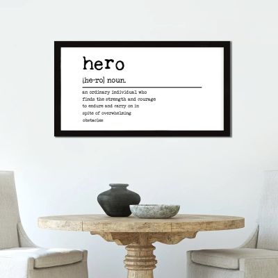 12x22in Hero Noun Definition Farmhouse Wood Sign Hero Novelty Definition Black Frame Wooden Plaque Birthday Housewarming Gift for Home Garden Yard Farmhouse Porch Cafe Bar Wall Decor