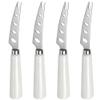 4 Pieces PRONGED Cheese knife 6.5inch Fine smooth finish SUS430 Stainless Steel 6inch Cheese Slicer Cheese Cutter with White Ceramic Handle good hand grip view 1
