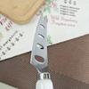 4 Pieces PRONGED Cheese knife 6.5inch Fine smooth finish SUS430 Stainless Steel 6inch Cheese Slicer Cheese Cutter with White Ceramic Handle good hand grip view 4