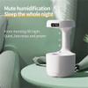Anti-Gravity Droplet Humidifier,Air Humidifiers For Bedroom Office Desktop,800ml Water Capacity Mini Air Humidifier With Led Smart Display Clock, Usb Rechargeable Quiet Humidifier (Black) view 3