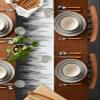 LEOSUCRE Cotton Linen Table Runner 70 Inches Long, Gray Forest Table Runners Non-Slip Dresser Scarf Table Setting Decor for Farmhouse Kitchen Dinner Party Holiday Abstract Ombre Tree Silhouette view 2