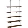 HITOMEN Industrial Iron Pipe Shelves, 2 Set 5-Tier 70.5" Tall 12" Depth, DIY Open Bookshelf Bookcase, Wall Mounted Vintage Retro Shelving, Rustic Farmhouse Pantry Kitchen Storage, Black Shelf Brackets view 1