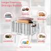 Boho Bohemian Storage Bins with Handles - Waterproof Fabric Collapsible Canvas Cube Storage Organizer,Rectangle Cloth Large Storage Baskets for Shelves,Cream Tribal Folk Geometric Stripes 1 Pack view 2