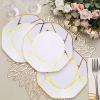 Balsa Circle 10 Octagon 8" White Salad Plastic Plates Gold Geometric Design Disposable Tableware Wedding Party Events Catering Supplies view 2