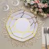 Balsa Circle 10 Octagon 8" White Salad Plastic Plates Gold Geometric Design Disposable Tableware Wedding Party Events Catering Supplies view 3
