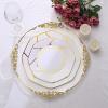 Balsa Circle 10 Octagon 8" White Salad Plastic Plates Gold Geometric Design Disposable Tableware Wedding Party Events Catering Supplies view 4