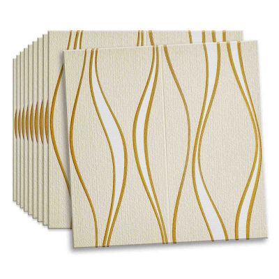 20 pcs 3D Wall Panels Peel and Stick, Thick Anti-Collision 3D Stereo Design Wallpaper Stick and Peel Self Adhesive Waterproof Foam Faux Brick Paneling for Bedroom, Bathroom, K(Size:20pcs,Color:yellow)