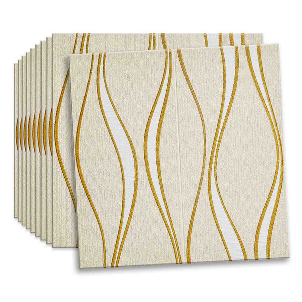 20 pcs 3D Wall Panels Peel and Stick, Thick Anti-Collision 3D Stereo Design Wallpaper Stick and Peel Self Adhesive Waterproof Foam Faux Brick Paneling for Bedroom, Bathroom, K(Size:20pcs,Color:yellow)
