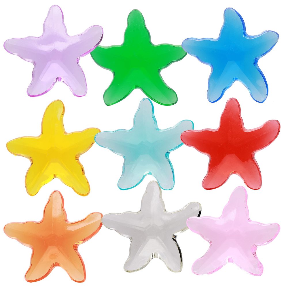 Starfish Decor - Gemstones and Crystals - Pack of 300g - About 58 pcs - Vase Filler - Jewels for Crafts - Fish Tank Rocks - Sensory Bin Filler - Gems for Crafting - Fake Ice - Starfish for Crafts