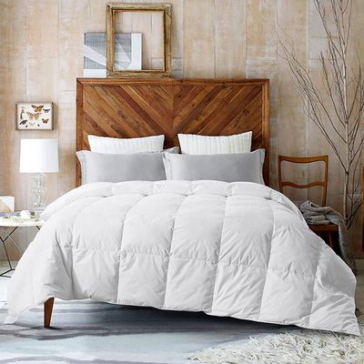 1 Piece Comforter Super Soft All Season-400GSM Lightweight 6 Corner Ties Premium Quality Goose Down Comforter- Oversized King (120" X 98") Colour-White