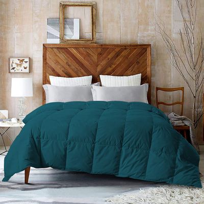 1 Piece Comforter Super Soft All Season-400GSM Lightweight 6 Corner Ties Premium Quality Goose Down Comforter- King/Cal-King(106" X 90") Colour-Teal