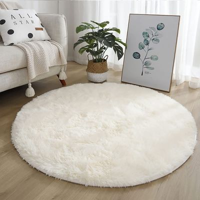 Soft Round Area Rug for Bedroom, Circle Rug for Nursery Room,Fluffy Carpet for Kids Room,Shaggy Floor Area Mat for Living Room,Furry Rug for Baby,Teen Room Decor for Girls Boys Anti-Skid Furry Comfy B