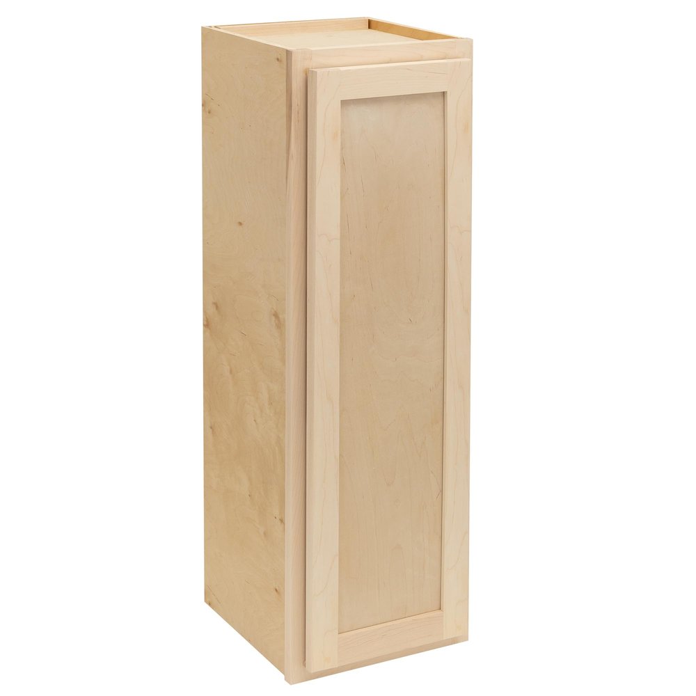 Quicklock RTA (Ready-to-Assemble) 42" Tall Wall Kitchen Cabinets - Shaker Style | 100% Hardwood | Made in America | Soft Close Hardware (Raw Maple, 12" D x 15" W x 42" H)