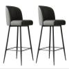 Modern Furniture Dark Grey Super Fiber Leather Bar Stools Counter Height Barstools with Back Kitchen Island Chair Carbon Steel Metal Legs Upholstered Seat for Home Bar Office Dining Room Set of 2 view 1