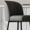 Modern Furniture Dark Grey Super Fiber Leather Bar Stools Counter Height Barstools with Back Kitchen Island Chair Carbon Steel Metal Legs Upholstered Seat for Home Bar Office Dining Room Set of 2 view 2