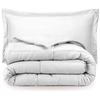 RAJVEER TEXTILE 3 Piece Down Alternative Comforter with 2 Pillowsham - All Season-400GSM Lightweight 6 Corner Ties Premium Quality Goose Down Comforter- Oversized Queen (98" X 98") Colour-White view 1