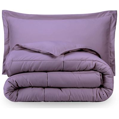 RAJVEER TEXTILE 3 Piece Down Alternative Comforter with 2 Pillowsham - All Season-400GSM Lightweight 6 Corner Ties Premium Quality Goose Down Comforter- Oversized Queen (98" X 98") Colour-Lavender