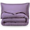 RAJVEER TEXTILE 3 Piece Down Alternative Comforter with 2 Pillowsham - All Season-400GSM Lightweight 6 Corner Ties Premium Quality Goose Down Comforter- Oversized Queen (98" X 98") Colour-Lavender view 1