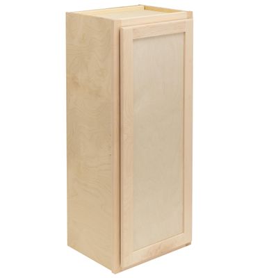 Quicklock RTA (Ready-to-Assemble) 42" Tall Wall Kitchen Cabinets - Shaker Style | 100% Hardwood | Made in America | Soft Close Hardware (Raw Maple, 12" D x 21" W x 42" H)