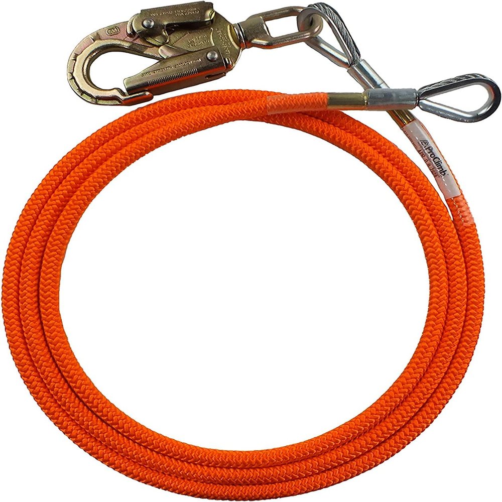 Steel Core Flip Line for Tree Climbing, 5/8 in x 10 ft - USA Made, Steel Swivel, Arborist Equipment for Climbing with Spikes & Gaffs