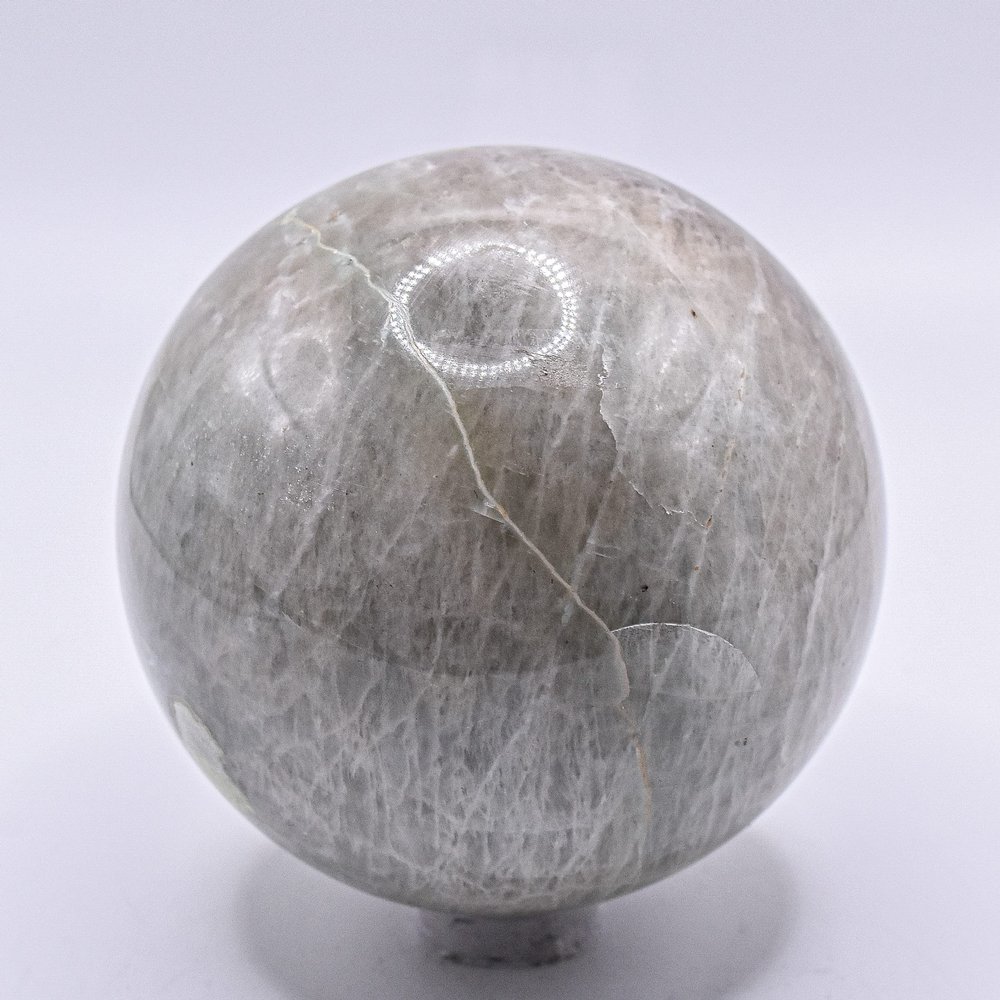 65mm Green Garnierite Sphere Natural Sparkling Crystal Ball Feldspar Mineral UV Reactive Polished Stone - Madagascar + Stand