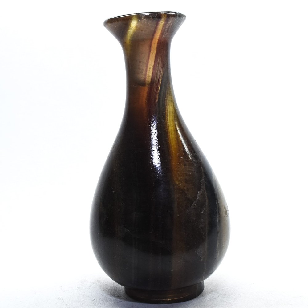 4.3" Fluorite Vase Polished Natural Deep Purple Golden Banded Collectible Gemstone Crystal Mineral Wedding Vase Bottle Specimen - China