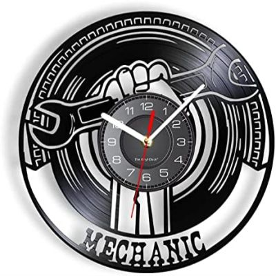 30cm Wall Clock Garage Decoration Vinyl Record Wall Clock Modern Machinery Tools Car Maintenance Wall Decor Wrench Wall Clock Gift for Mechanic