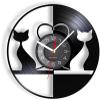 30cm Wall Clock Cat Couple Modern Wall Clock Black Cat Silhouette Wall Decor Vinyl Record Wall Clock Housewarming Gift for Cat Lovers view 1