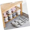 Zerodeko 3pcs Double-layer Iron Shoe Rack Organizer Adjustable Creative Slots for Entryway Closet Garage Black view 2