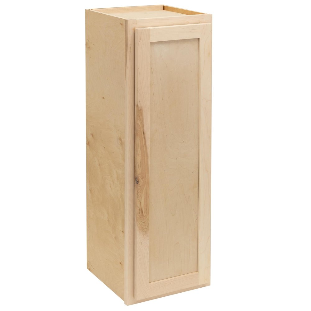 Quicklock RTA (Ready-to-Assemble) 42" Tall Wall Kitchen Cabinets - Shaker Style | 100% Hardwood | Made in America | Soft Close Hardware (Raw Maple, 12" D x 12" W x 42" H)