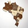 Multilayered Wooden 3D Brazil Map, Gift for Brazilian Friend, Brazil Wooden Wall Decor, Map for Traveller (60x60 cm | 23.6x23.6 inches) view 3