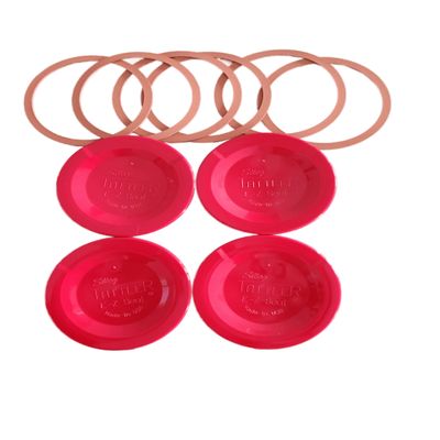 Authentic Tattler E-Z Seal Reusable Canning Lids 100 Bulk WIDE Mouth Lids & 100 WIDE Mouth Rubber Rings COLOR: RED - MADE IN THE USA!